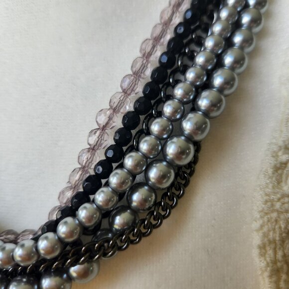Premier Designs Y2K Multi-Chain Layered Necklace Beads Glam Grunge Rocker Chic - Picture 3 of 7